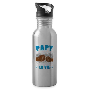 papy petite fille unis pour la vie check humour - Gourde avec paille intégrée - argent clair - Droite
