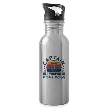 Kapitän Kapitäne Bootfahren Geschenk - Trinkflasche mit integriertem Trinkhalm - Lightsilver - Rechts