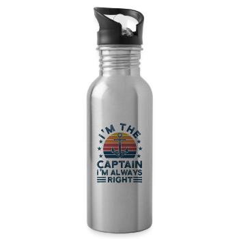 Captain Captains Boating Gift - Water bottle with straw - silver - Right