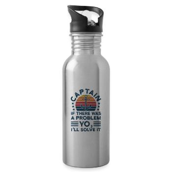 Kapitän Kapitäne Bootfahren Geschenk - Trinkflasche mit integriertem Trinkhalm - Lightsilver - Rechts