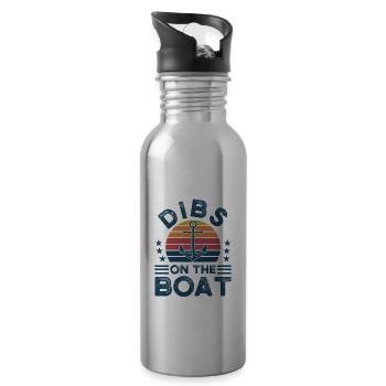 Kapitän Kapitäne Bootfahren Geschenk - Trinkflasche mit integriertem Trinkhalm - Lightsilver - Rechts
