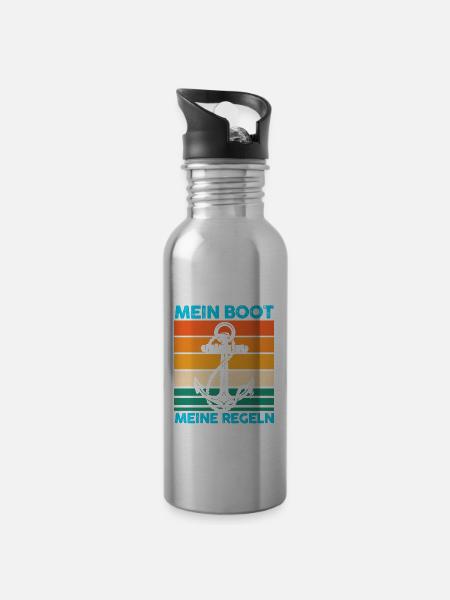 Boot Segeln Segler Geschenk - Trinkflasche mit integriertem Trinkhalm - Lightsilver