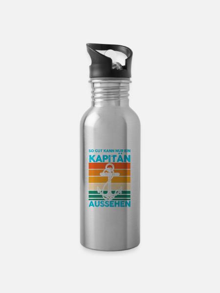 Kapitän Boot Bootfahrer Geschenk - Trinkflasche mit integriertem Trinkhalm - Lightsilver