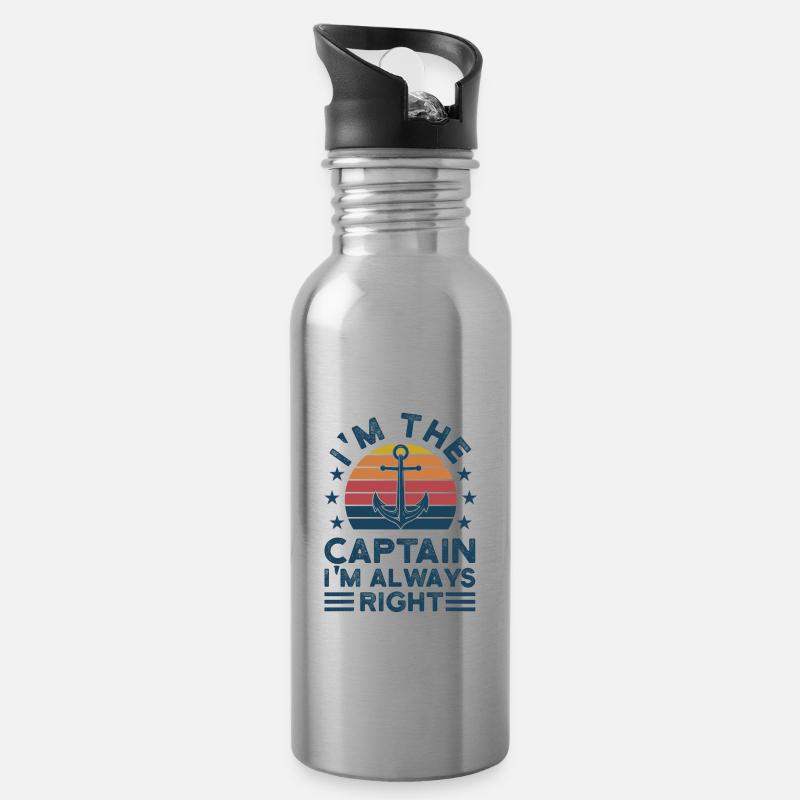Kapitän Kapitäne Bootfahren Geschenk - Trinkflasche mit integriertem Trinkhalm - Lightsilver