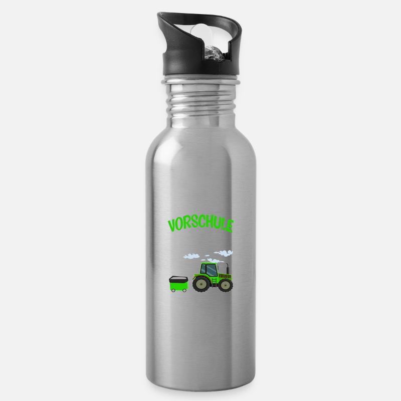 Vorschule Traktor Vorschüler Geschenk - Trinkflasche mit integriertem Trinkhalm - Lightsilver