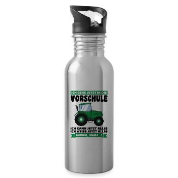 Vorschule Traktor Vorschüler Geschenk - Trinkflasche mit integriertem Trinkhalm - Lightsilver - Rechts