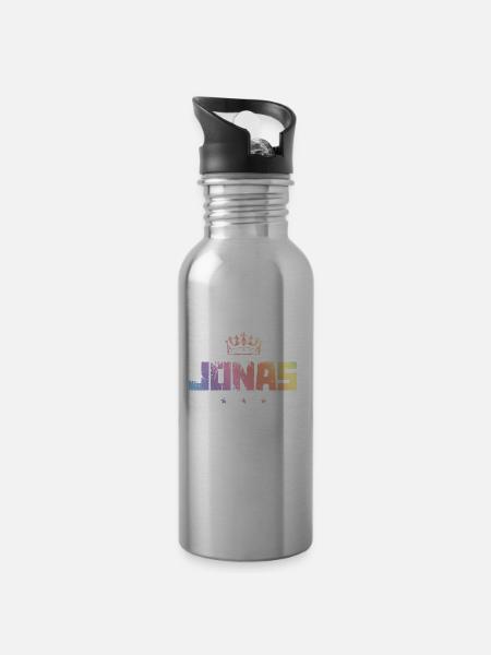 Jonas - Water bottle with straw - silver