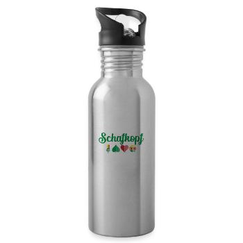 Schafkopf Farben vom deutschen Blatt Spielkarten - Trinkflasche mit integriertem Trinkhalm - Lightsilver - Rechts