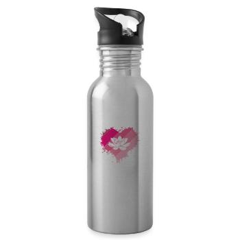 Lotus Flower Heart Plant Flower Lotus Flower - Water bottle with straw - silver - Right