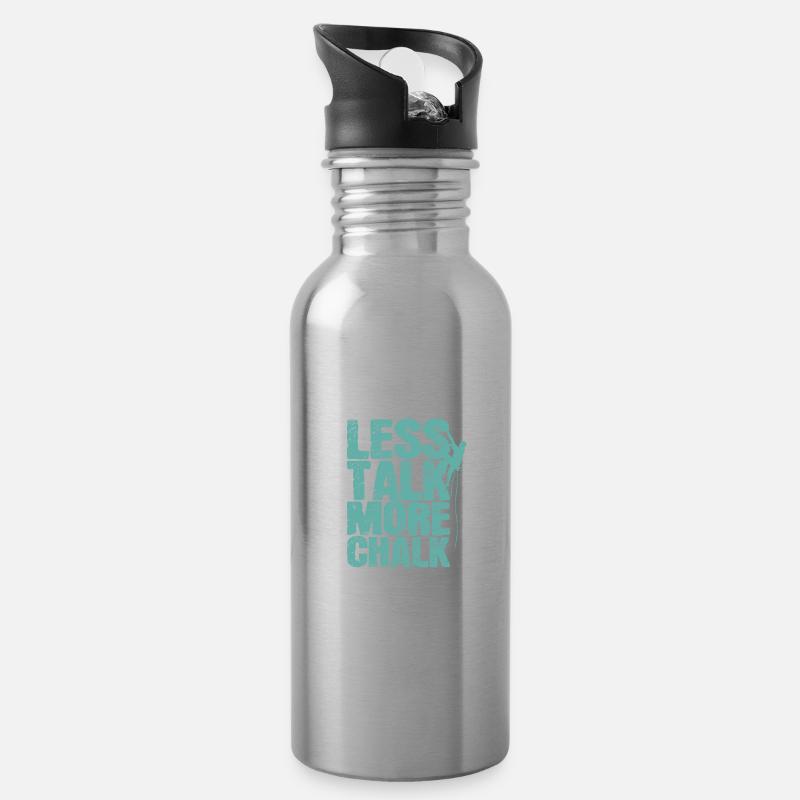 Less Talk More Chalk Klettern Bouldern - Trinkflasche mit integriertem Trinkhalm - Lightsilver
