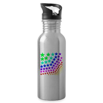 Colorful Stars Rainbow Gift Idea - Water bottle with straw - silver - Right