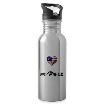 USA Geschenkidee Amerika lustig Therapie witzig - Trinkflasche mit integriertem Trinkhalm - Lightsilver - Rechts