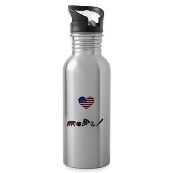 USA Therapie lustig witzig Geschenkidee Amerika - Trinkflasche mit integriertem Trinkhalm - Lightsilver - Rechts