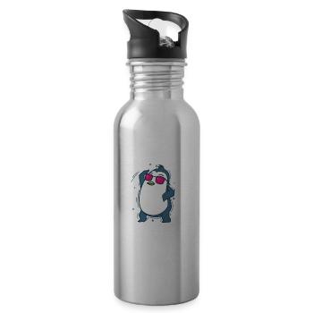 Penguin dancing Antarctica bird - Water bottle with straw - silver - Right