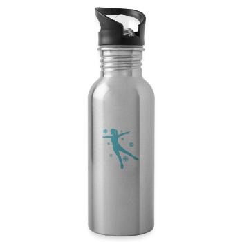 Eiskunstlauf Schlittschuhlaufen Eisbahn - Trinkflasche mit integriertem Trinkhalm - Lightsilver - Rechts
