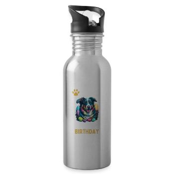Australian Shepherd Ostereierjäger Geburtstag - Trinkflasche mit integriertem Trinkhalm - Lightsilver - Rechts