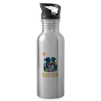 Australian Shepherd Ostereierjäger Geschenkkostüm - Trinkflasche mit integriertem Trinkhalm - Lightsilver - Rechts