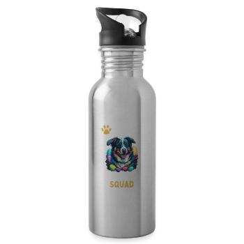 Australian Shepherd Easter Egg Hunting Squad Match - Water bottle with straw - silver - Right