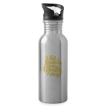 I Just freaking love Giraffes Okey? Safari - Trinkflasche mit integriertem Trinkhalm - Lightsilver - Rechts