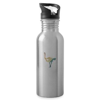 Strauß Vogel Tier in der Savanne - Trinkflasche mit integriertem Trinkhalm - Lightsilver - Rechts