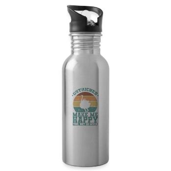 Ostriches Make me Happy You not so much Vogel - Water bottle with straw - silver - Right