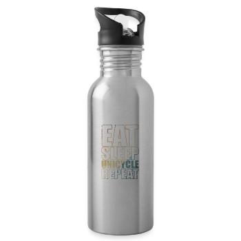 Eat Sleep Unicycle Repeat Balance Sport - Trinkflasche mit integriertem Trinkhalm - Lightsilver - Rechts