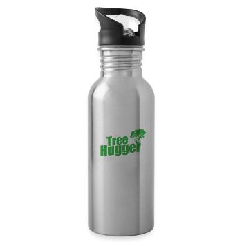 Tree Hugger Nature Forests Leaves - Water bottle with straw - silver - Right