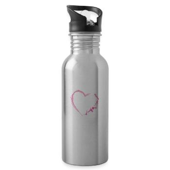 Coeur avec coiffeur Equipement de travail Profession Cheveux - Gourde avec paille intégrée - argent clair - Droite