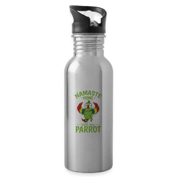 Namaste Home avec mon oiseau animal perroquet - Gourde avec paille intégrée - argent clair - Droite