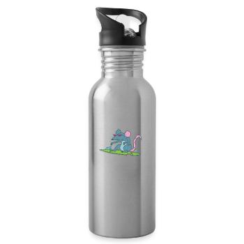 Ratte surft Haustier Nagetier - Trinkflasche mit integriertem Trinkhalm - Lightsilver - Rechts