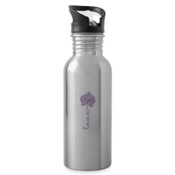 Love Orchidee Pflanze Blume - Trinkflasche mit integriertem Trinkhalm - Lightsilver - Rechts