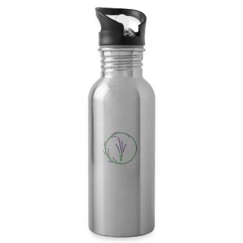 Lavendel Kreis Pflanze Garten Duft - Trinkflasche mit integriertem Trinkhalm - Lightsilver - Rechts
