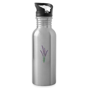 schöne Blume Lavendel Pflanze - Trinkflasche mit integriertem Trinkhalm - Lightsilver - Rechts