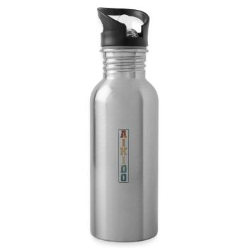 Aikido elegante Kampfkunst Training - Trinkflasche mit integriertem Trinkhalm - Lightsilver - Rechts