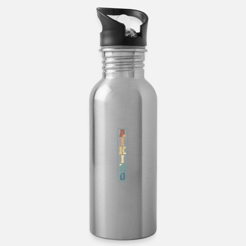 Aikido elegante Kampfkunst Training - Trinkflasche mit integriertem Trinkhalm - Lightsilver