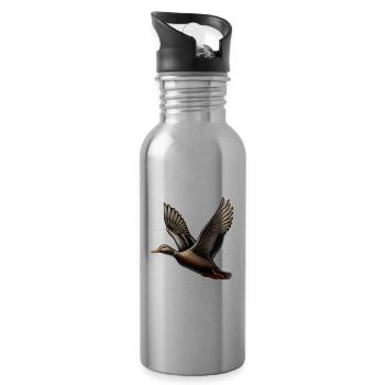 Ente im Flug – Detailzeichnung - Trinkflasche mit integriertem Trinkhalm - Lightsilver - Rechts