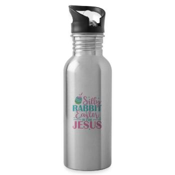 Silly Rabbit Easter is for Jesus Feiertag - Trinkflasche mit integriertem Trinkhalm - Lightsilver - Rechts