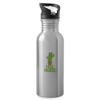 Free Hugs Cactus Plant - Water bottle with straw - silver - Right