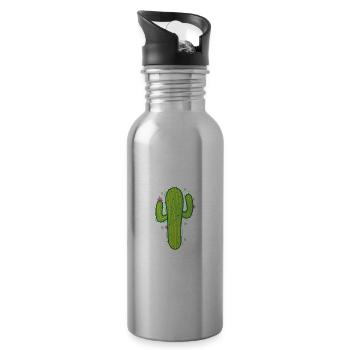 classic desert cactus plant - Water bottle with straw - silver - Right