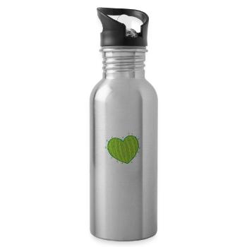 Cactus Heart Plant - Water bottle with straw - silver - Right
