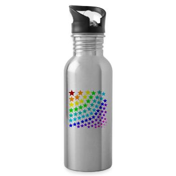 Regenbogen Sterne Geschenkidee bunt - Trinkflasche mit integriertem Trinkhalm - Lightsilver - Rechts