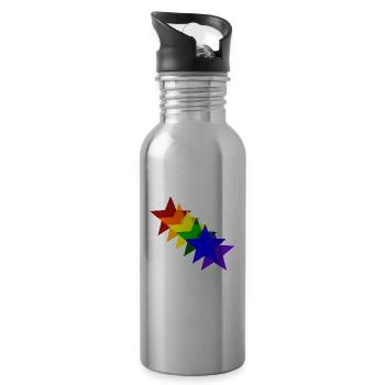 Colorful stars rainbow gift idea - Water bottle with straw - silver - Right