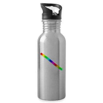 Sterne bunt Regenbogen Geschenkidee - Trinkflasche mit integriertem Trinkhalm - Lightsilver - Rechts