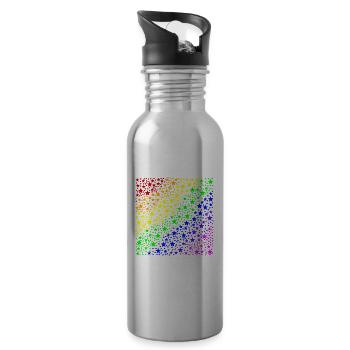 Sterne Regenbogen queer Geschenkidee LGBT LGBTQ+ - Trinkflasche mit integriertem Trinkhalm - Lightsilver - Rechts