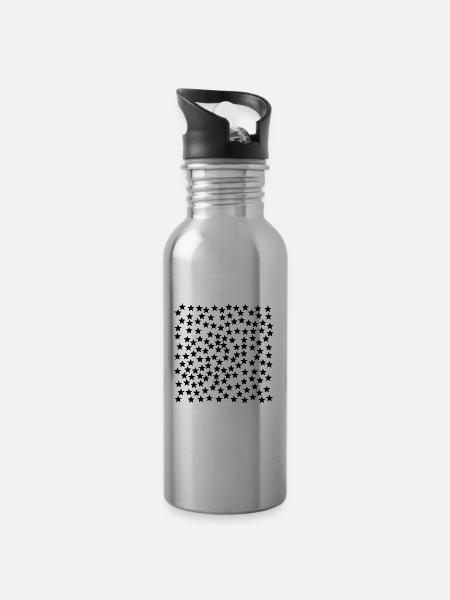 Idée cadeau étoile noire - Gourde avec paille intégrée - argent clair