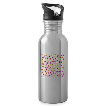 Star Orange Yellow Pink Pink Red Gift Idea - Water bottle with straw - silver - Right
