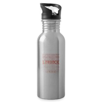 Lubbock, Texas City in the USA - Water bottle with straw - silver - Right