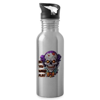 Clown / Zirkus / Fasching / Karneval / verspielt - Trinkflasche mit integriertem Trinkhalm - Lightsilver - Rechts