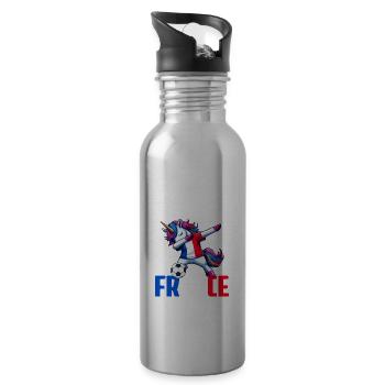 Cadeau Supporter football foot France - Gourde avec paille intégrée - argent clair - Droite