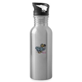 friendly dodo - Water bottle with straw - silver - Right